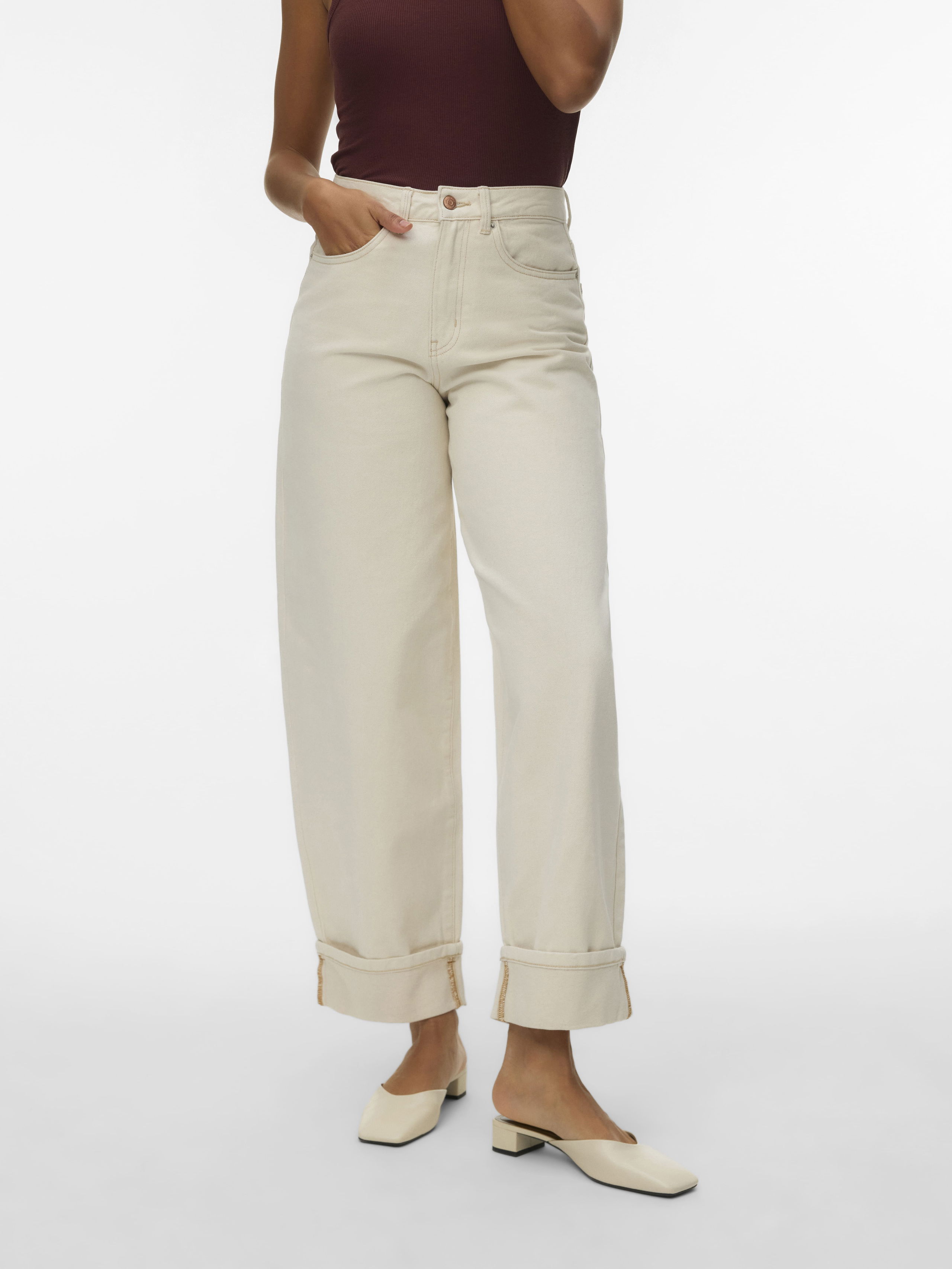 VERO MODA Женские Джинсы Ecru Zelda Wide Leg