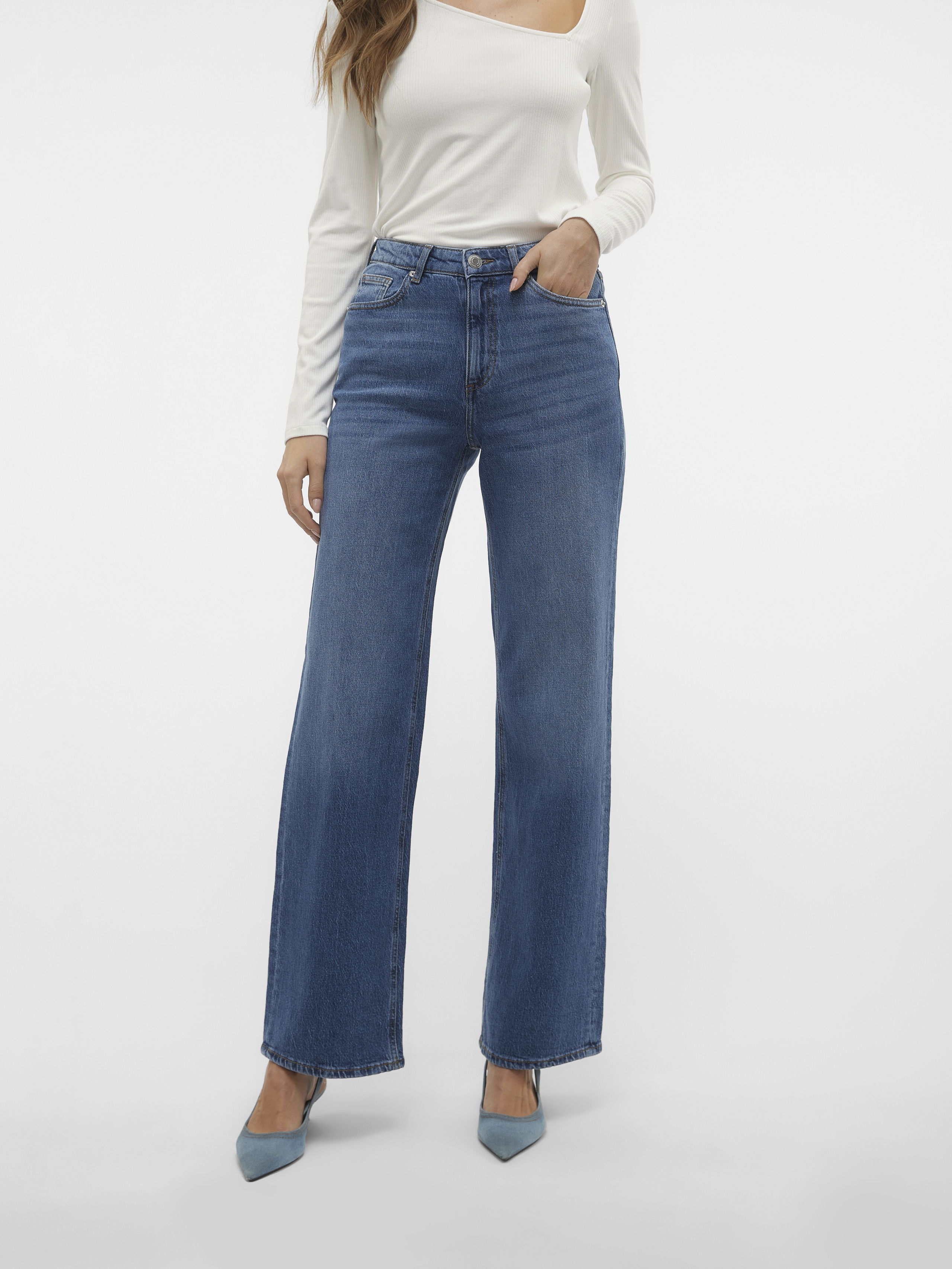 Wide Leg - Vero Moda Blugi Albastri TESSA Wide Femei