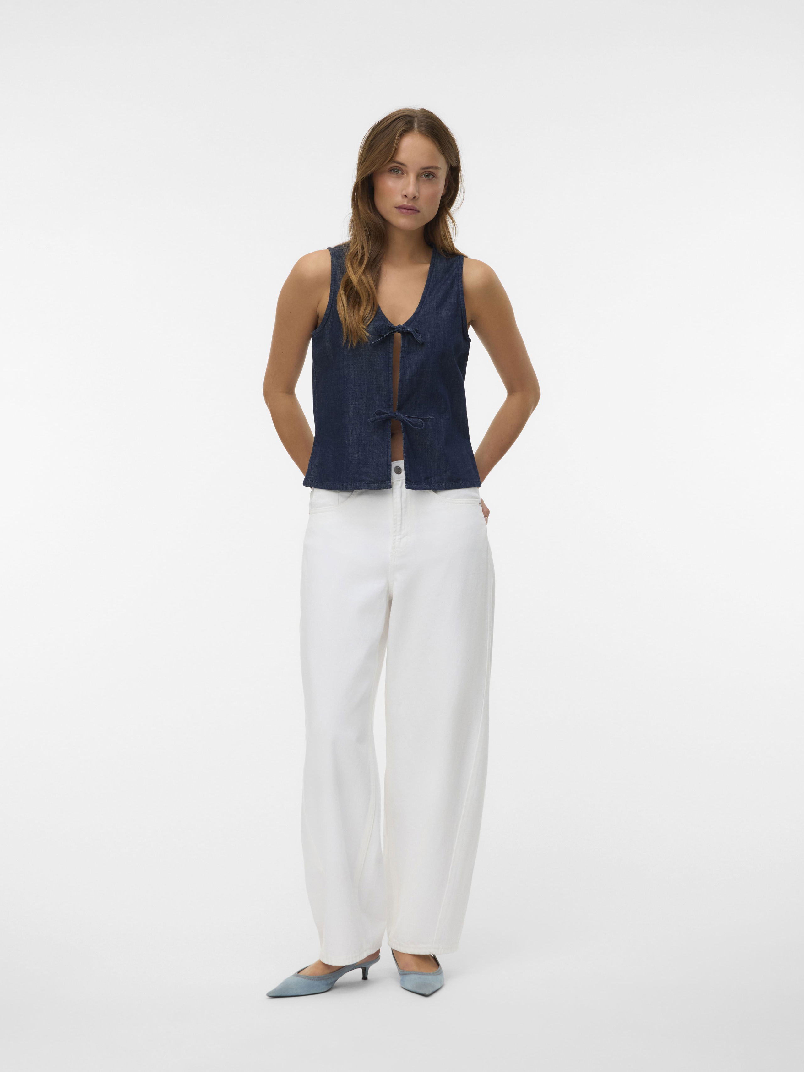 VERO MODA Женские Джинсы Яркие Белые Zelda Barrel