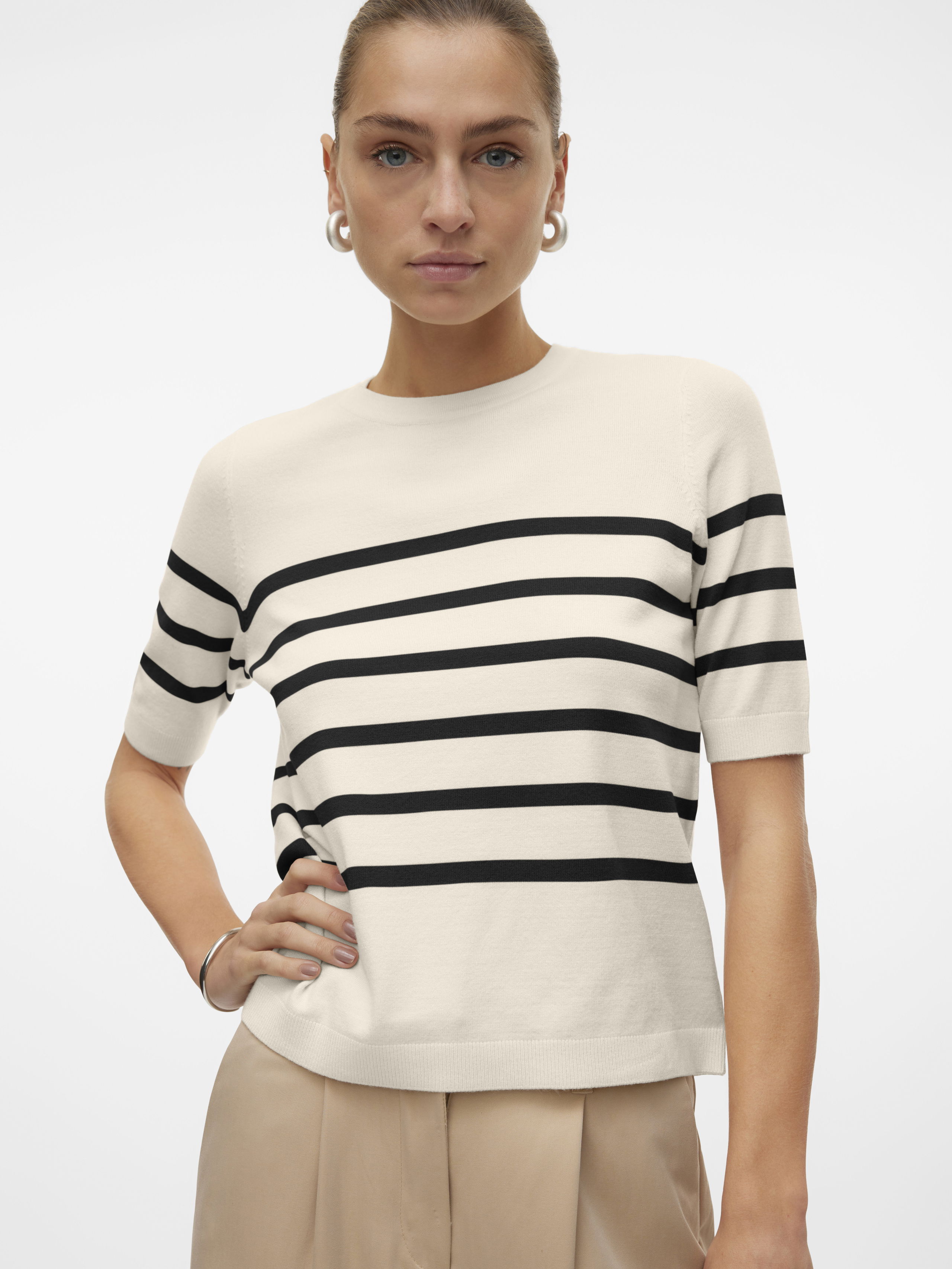 FEMEI - Vero Moda Pulover Cu Maneca Scurta Alb Regular Femei