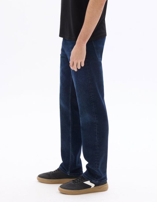Blugi Albastru Închis Straight Barbati [4]