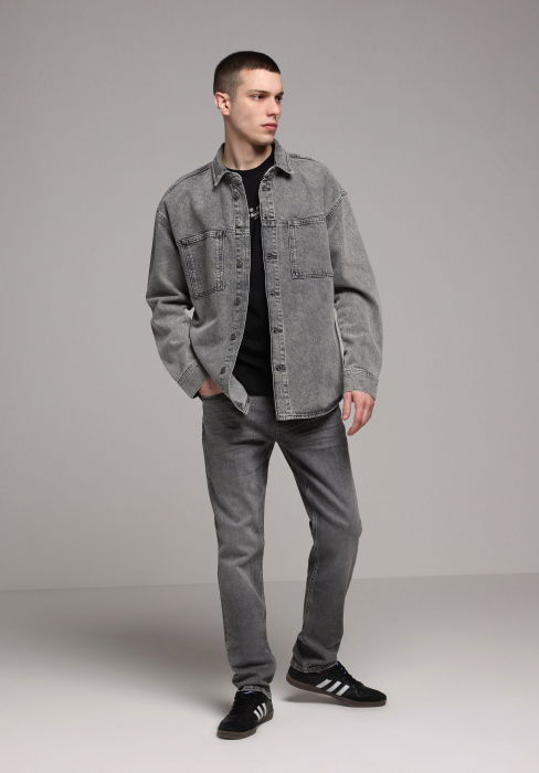 Мужские Джинсы Тёмные Серые 044 KARL Straight [3]