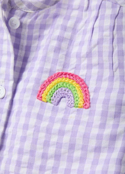 Блузка С Длинным Рукавом Для Девочек White/Violet Check 9-36 Месяцев [4]