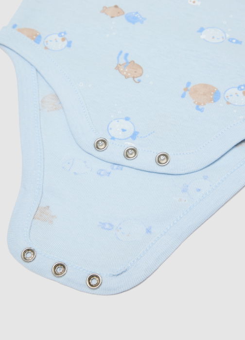 Body Maneca Scurta Light Blue Baieti 0-9 Luni [3]