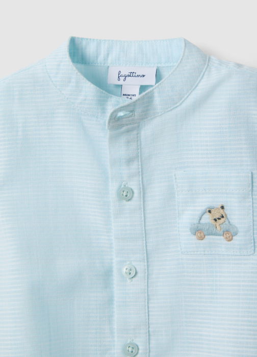 Body Maneca Scurta Lt Blue-Striped Off-White Baieti 0-9 Luni [3]