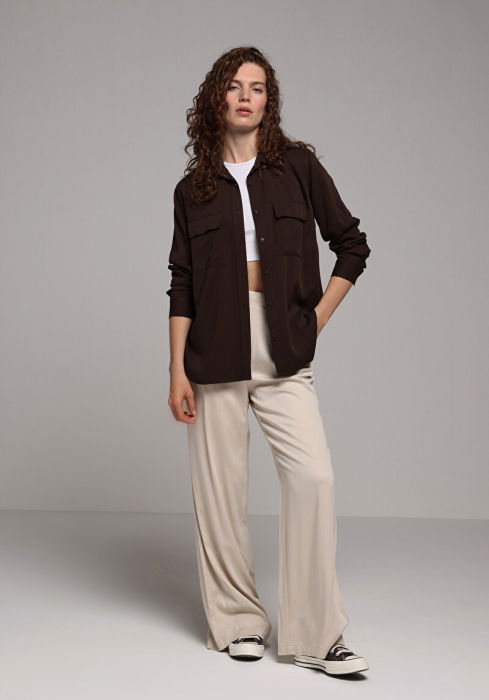 Женская Рубашка Коричневая [3]