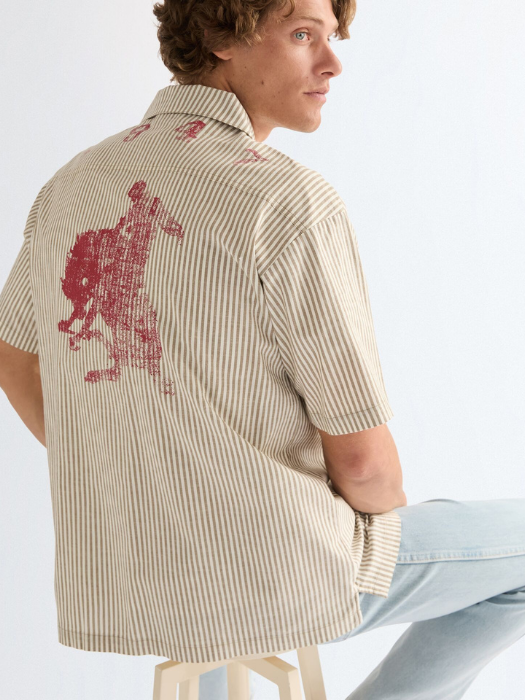 Camasa Cu Maneca Scurta Bej Loose Barbati [5]