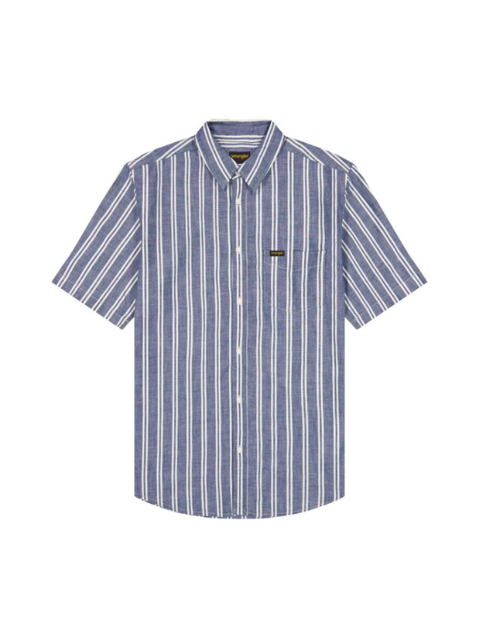 Мужская Рубашка С Коротким Рукавом Темно-Синяя Regular [6]