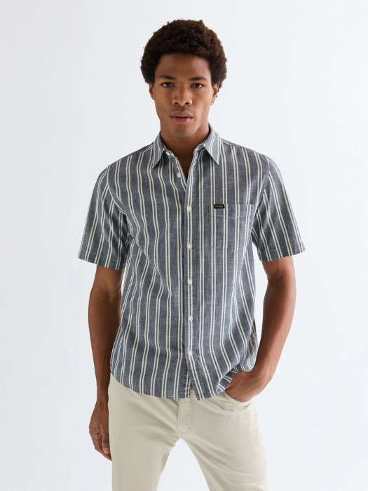 Мужская Рубашка С Коротким Рукавом Темно-Синяя Regular [2]