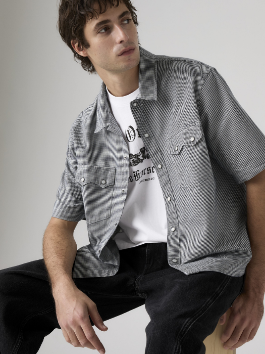 Camasa Cu Maneca Scurta Alba/Blue Relaxed Barbati [2]