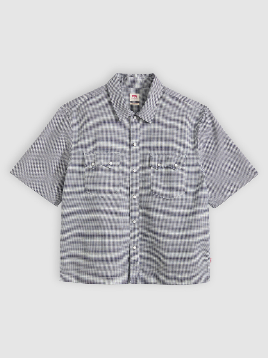 Camasa Cu Maneca Scurta Alba/Blue Relaxed Barbati [5]