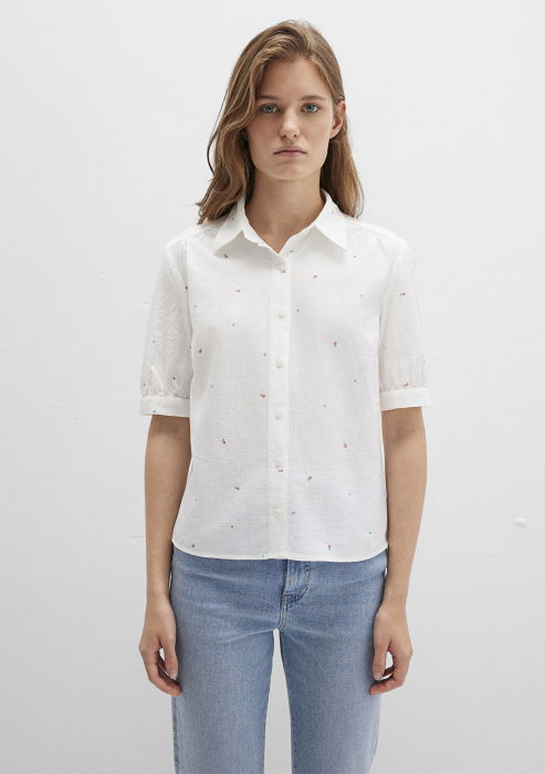 Женская Рубашка С Коротким Рукавом Белая  [4]