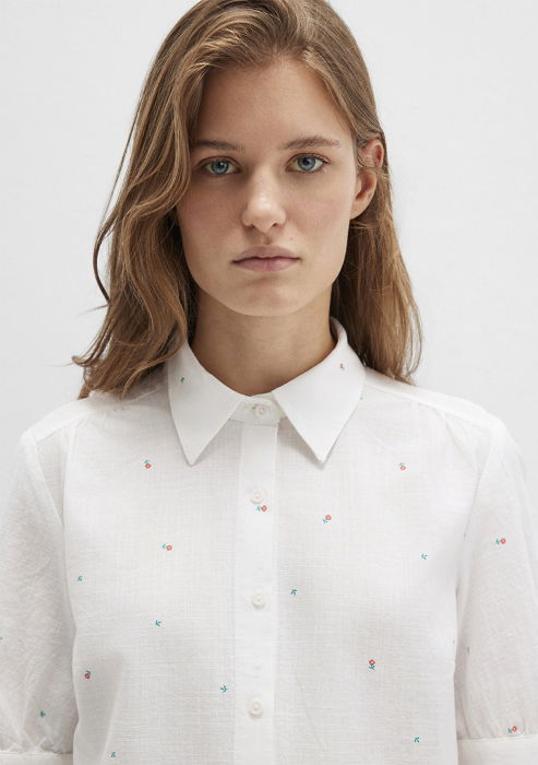 Женская Рубашка С Коротким Рукавом Белая  [6]