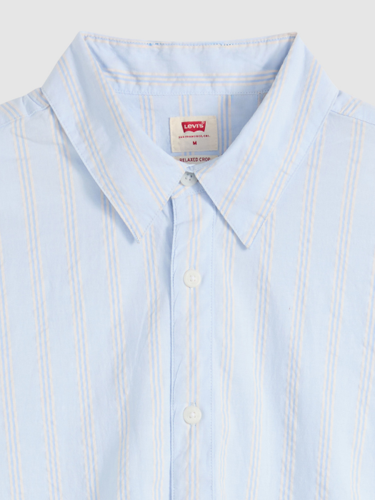 Camasa Cu Maneca Scurta Alba/Mavi Relaxed Barbati [5]