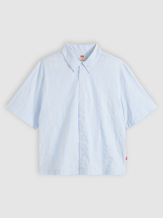 Camasa Cu Maneca Scurta Alba/Mavi Relaxed Barbati [4]