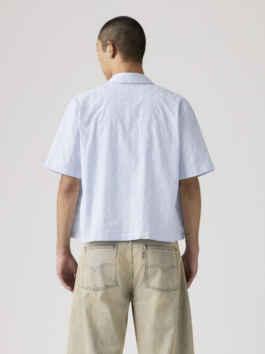 Camasa Cu Maneca Scurta Alba/Mavi Relaxed Barbati [3]