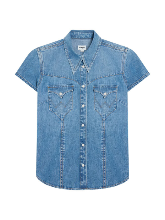 Camasa Cu Maneca Scurta Albastra Slim Femei [6]