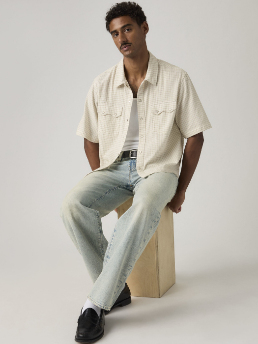 Camasa Cu Maneca Scurta Crem Relaxed Barbati [2]
