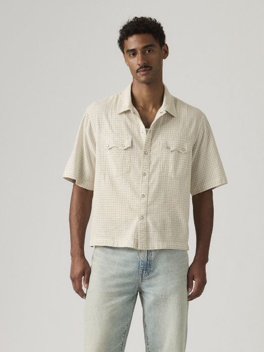 Camasa Cu Maneca Scurta Crem Relaxed Barbati [3]