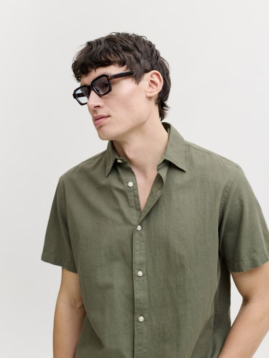 Camasa Cu Maneca Scurta Dusty Olive  Regular Barbati [2]