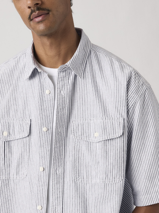 Camasa Cu Maneca Scurta Gri Loose Barbati [2]