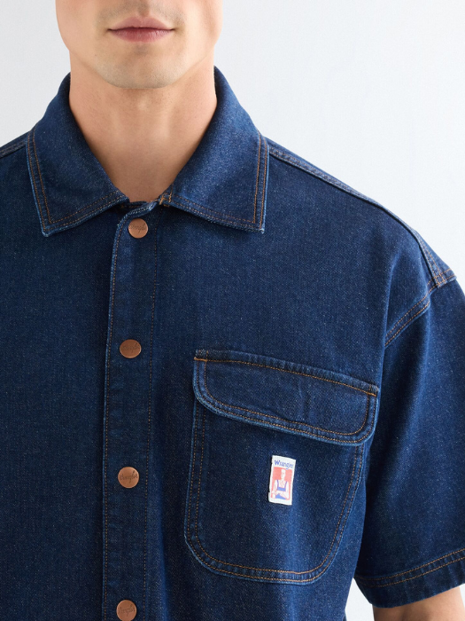 Мужская Рубашка С Коротким Рукавом Индиго Relaxed [4]