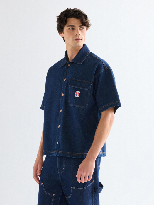 Мужская Рубашка С Коротким Рукавом Индиго Relaxed [2]