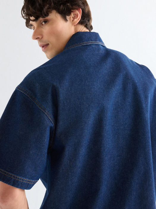 Мужская Рубашка С Коротким Рукавом Индиго Relaxed [5]