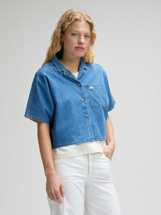 Camasa Cu Maneca Scurta Albastra Relaxed Femei [3]