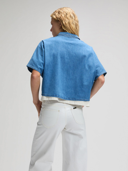Camasa Cu Maneca Scurta Albastra Relaxed Femei [5]