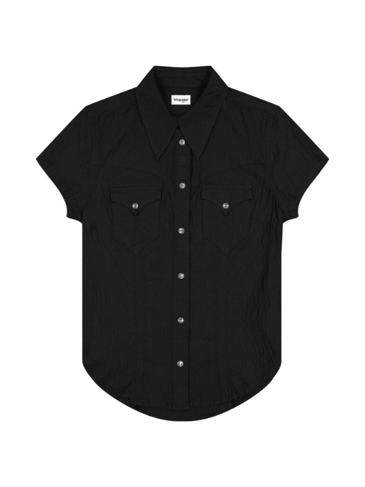 Camasa Cu Maneca Scurta Neagra Slim Femei [6]