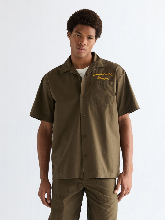 Camasa Cu Maneca Scurta Olive Relaxed Barbati [3]