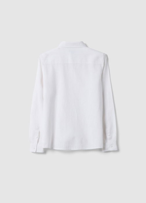 Рубашка С Длинным Рукавом Для Мальчиков White-Striped Brown 10-15 Лет [2]
