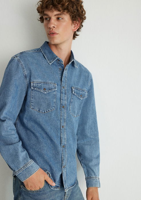 Camasa Mid Blue Slim Barbati [5]