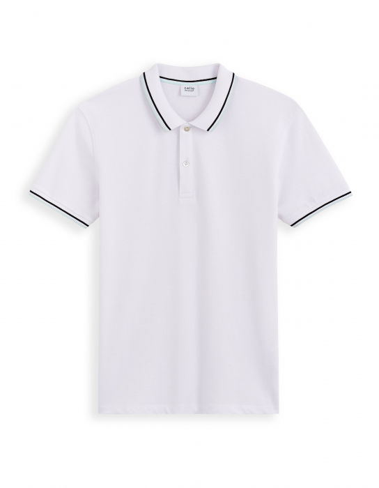 Celio Tricou Polo Alb Slim Barbati [4]