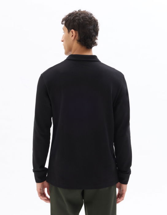 Celio Мужское Поло С Длинным Рукавом чёрное Regular [4]