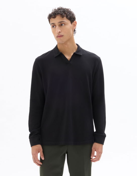 Celio Мужское Поло С Длинным Рукавом чёрное Regular [2]