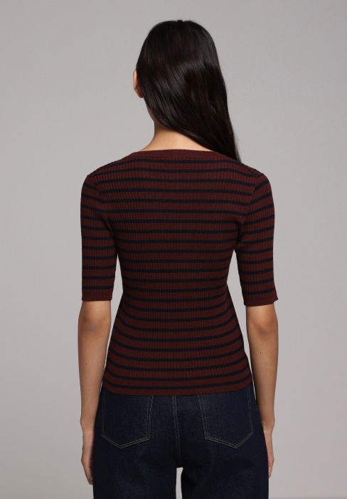 COLIN'S Pulover Cu Maneca Scurta Bordo  Femei [2]