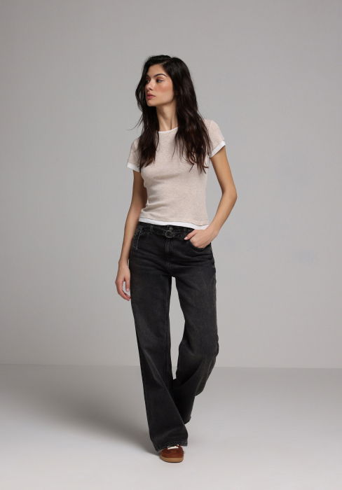 Tricou Bej Slim Femei [3]