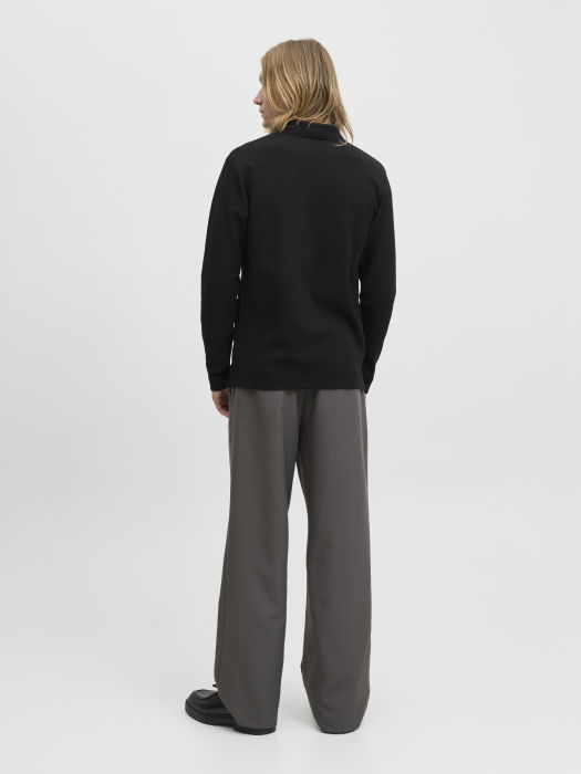 Jack Jones Мужское Поло С Длинным Рукавом чёрное  [4]