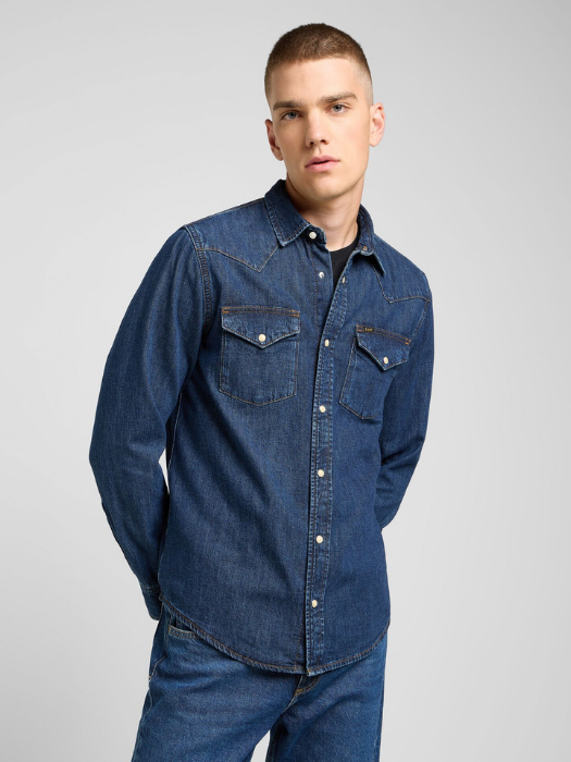 Lee Мужская Рубашка Синяя Regular [3]