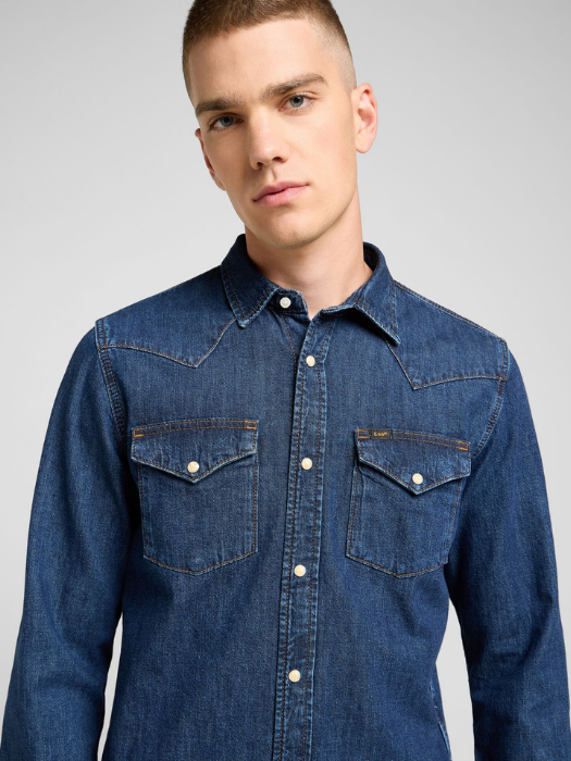 Lee Мужская Рубашка Синяя Regular [2]