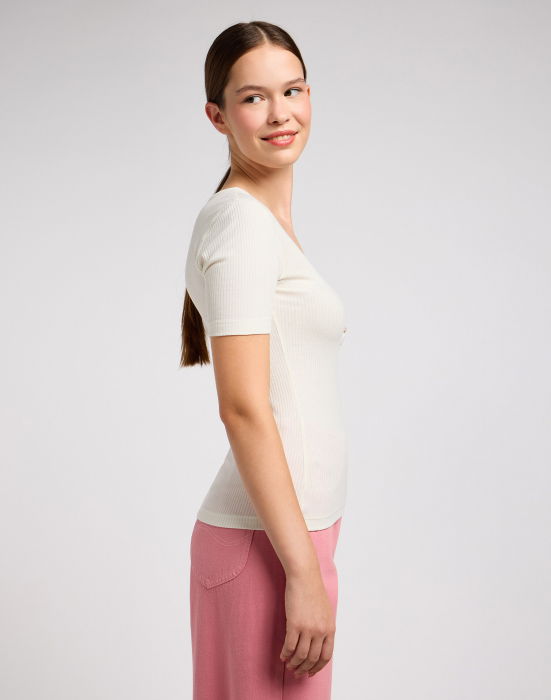 Lee Tricou Slim Off White Femei [4]