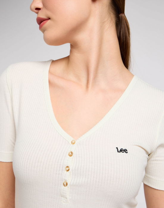 Lee Tricou Slim Off White Femei [5]