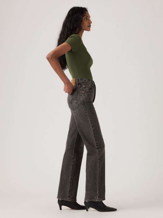 Blugi Negri Ribcage Full Length Slim Straight Femei [2]