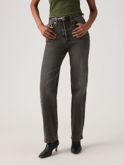 Blugi Negri Ribcage Full Length Slim Straight Femei [3]