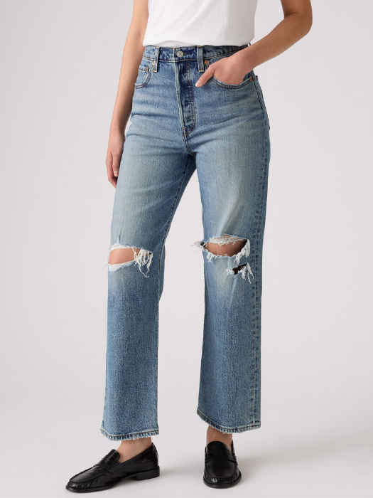 Levi's Blugi Albastri Ribcage Straight Ankle Straight Femei [5]