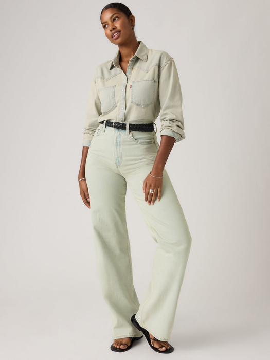 Blugi Albastri Ribcage Wide Leg Wide Leg Femei [3]