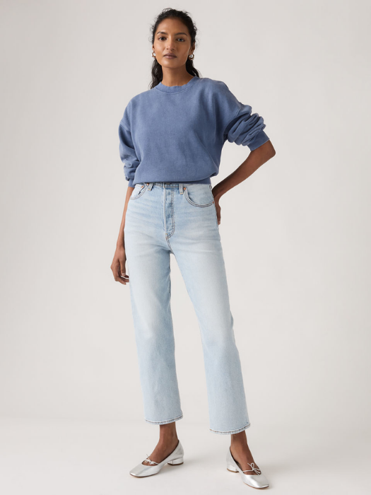 Levi's Blugi Albastri Ribcage Straight Ankle Straight Femei [4]