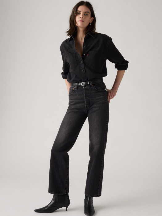 Levi's Blugi Gri Inchis RIBCAGE Straight Femei [1]